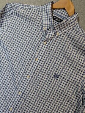 Chaps Plaid Button Down Shirt Men's XLT Blue White
